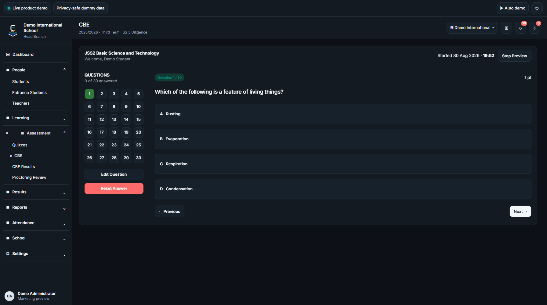 Edunostics computer-based assessment workspace